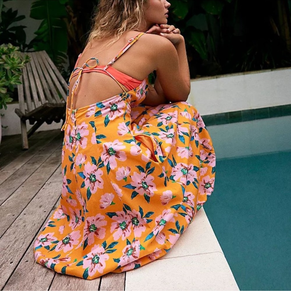 Free People | Finer Things Printed Midi Dress / Sunshine Combo - Picture 7 of 8